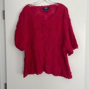 Honors plus size 22W 60% silk 20% cotton red shirt